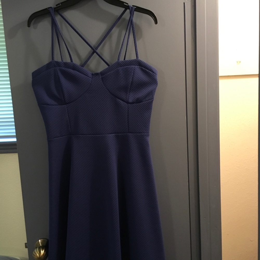 Deep blue fit and flare dress